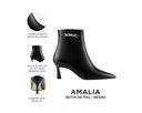 Amalia botín de piel negro, infografía de características