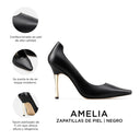 Amelia - Zapatillas de Piel Negra | Davenia