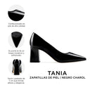 Tania - Zapatillas de Piel Charol Negras | Davenia