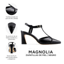 Magnolia - Zapatillas de Piel Negro| Davenia