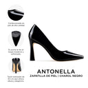 Antonella - Zapatillas de Piel Charol Negro