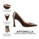 Antonella - Zapatillas de Piel Charol Chocolate