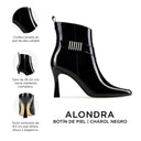 Alondra - Botines de Piel Charol Negro