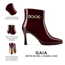 Gaia - Botines de Piel Charol Vino
