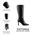 Victoria - Bota Larga De Piel Negro