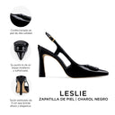 Leslie - Zapatillas de Piel Charol Negro
