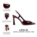 Leslie - Zapatillas de Piel Charol Vino