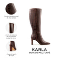 KARLA | BOTA LARGA DE PIEL CAFÉ CROCOX