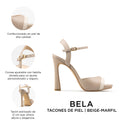 Bela - Tacones de Piel Nude con Marfil | Davenia