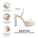 Agatha - Tacones de Piel Platino | Davenia