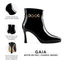 Gaia - Botines de Piel Charol Negro
