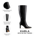 KARLA | BOTA LARGA DE PIEL NEGRO CROCOX