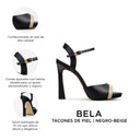 Bela - Tacones de Piel Beige con Negro | Davenia