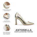 Antonella - Zapatillas de Piel Platino | Davenia