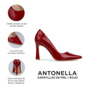 Antonella - Zapatillas de Piel Escarlata| Davenia