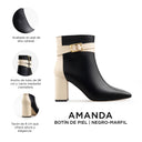 Amanda - Botines de Piel Negro con Marfil | Davenia