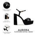 Aurora - Plataformas de Piel Negra para Mujer | Davenia