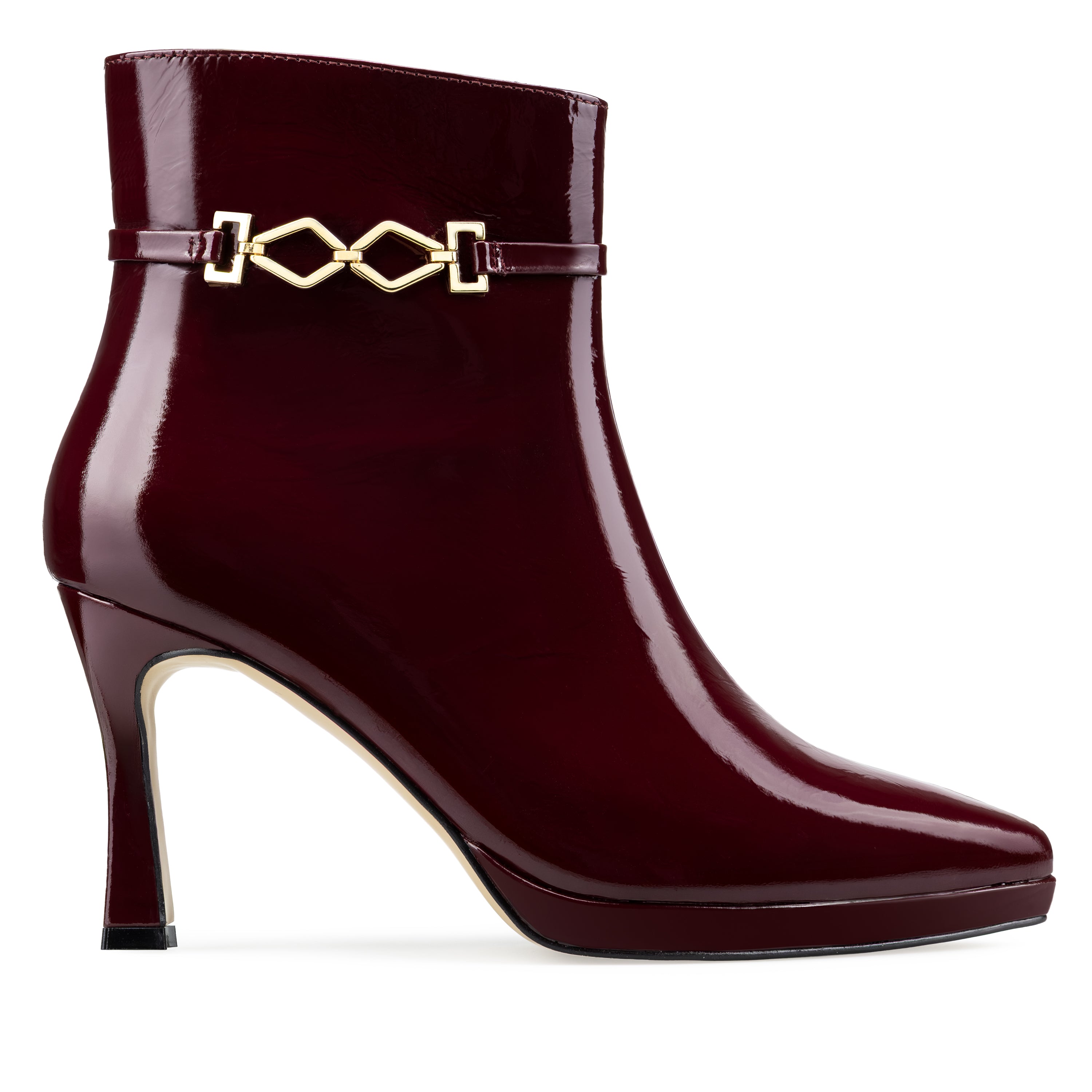 Gaia - Botines de Piel Charol Vino