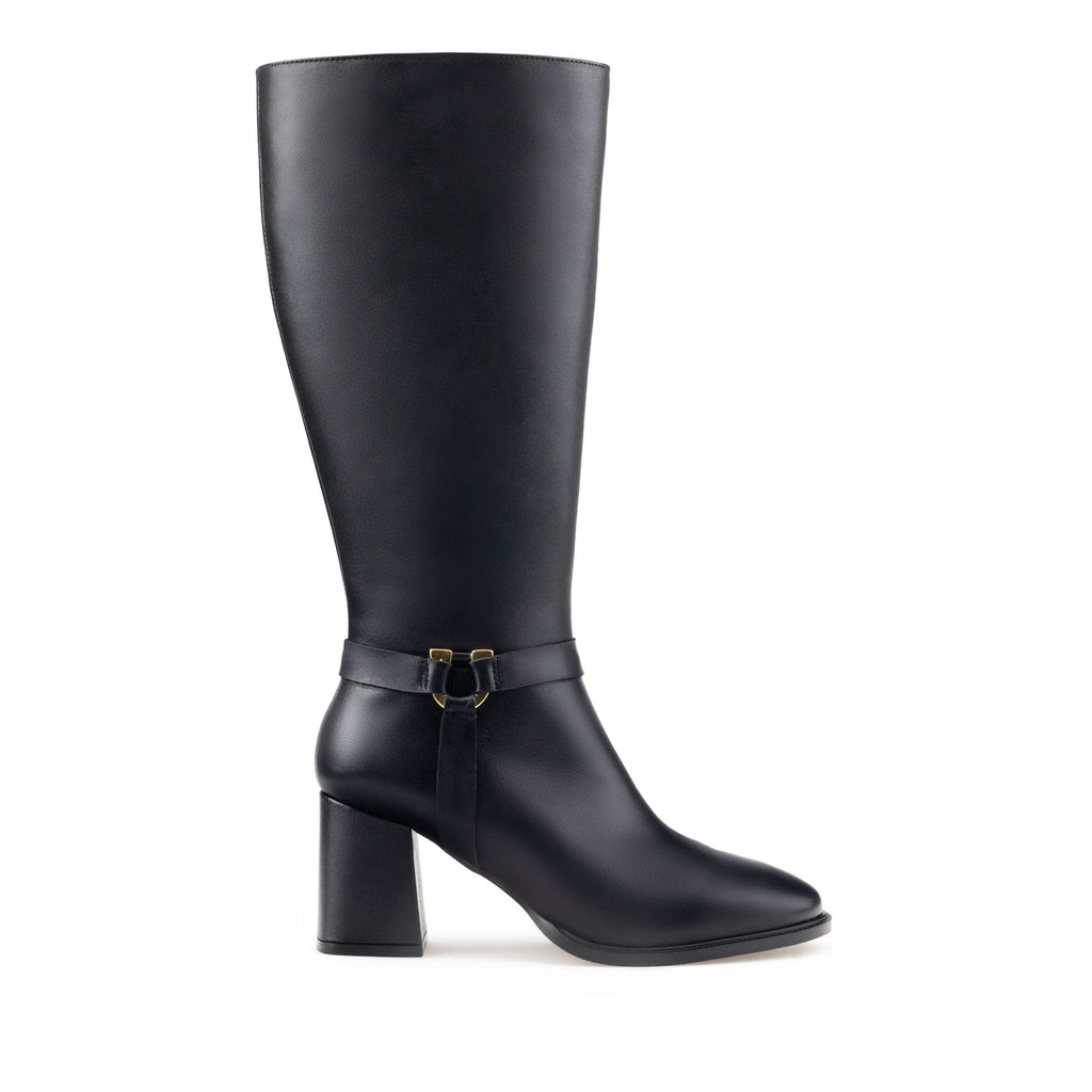 AVA | BOTA LARGA DE PIEL NEGRO