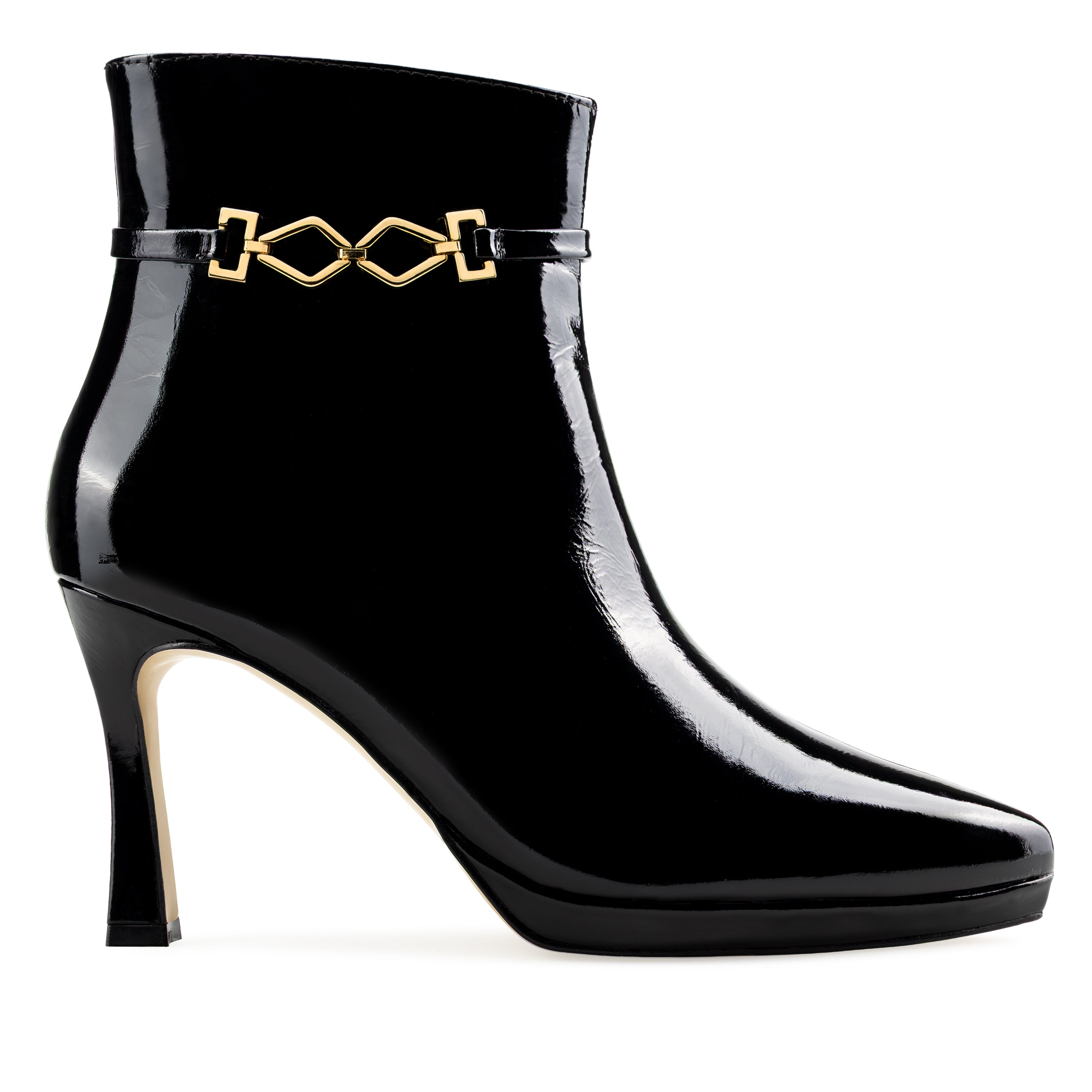 Gaia - Botines de Piel Charol Negro