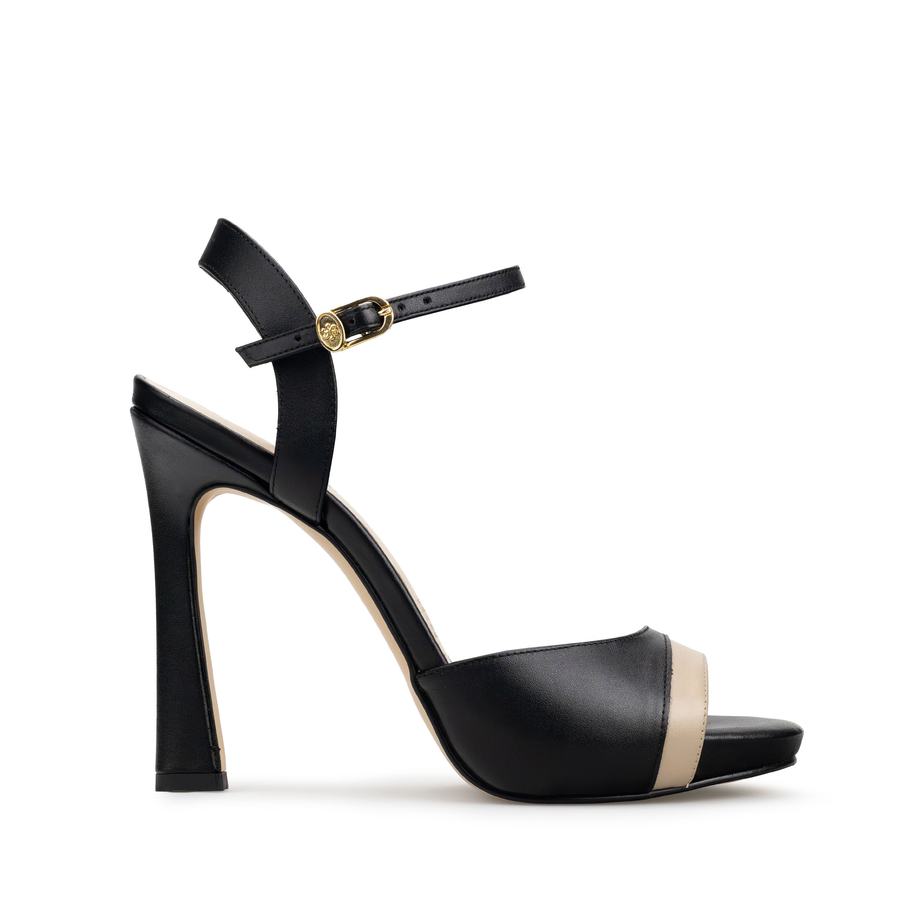 Bela - Tacones de Piel Beige con Negro | Davenia