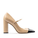 ANA | ZAPATILLAS BEIGE/NEGRO DE PIEL