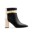Amanda - Botines de Piel Negro con Marfil | Davenia