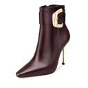 Alba - Botines de Piel Vino