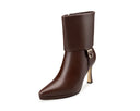 Lucía - Botines de Piel Café