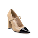 Ana - Zapatillas de Piel Beige con Negro | Davenia