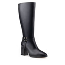 Ava - Botas Largas de Piel Negro | Davenia