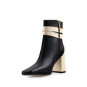 Amanda - Botines de Piel Negro con Marfil | Davenia