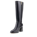 Ava - Botas Largas de Piel Negro | Davenia