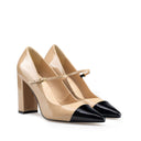 Ana - Zapatillas de Piel Beige con Negro | Davenia