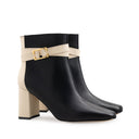 Amanda - Botines de Piel Negro con Marfil | Davenia