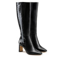 KARLA | BOTA LARGA DE PIEL NEGRO CROCOX