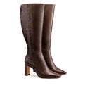 KARLA | BOTA LARGA DE PIEL CAFÉ CROCOX
