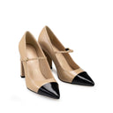 Ana - Zapatillas de Piel Beige con Negro | Davenia