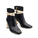 Amanda - Botines de Piel Negro con Marfil | Davenia