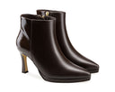 Selene - Botines de Piel Charol Chocolate