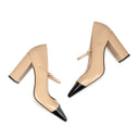 Ana - Zapatillas de Piel Beige con Negro | Davenia
