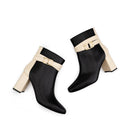 Amanda - Botines de Piel Negro con Marfil | Davenia