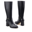 Ava - Botas Largas de Piel Negro | Davenia