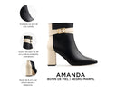 Amanda - Botines de Piel Negros con Marfil, infografía