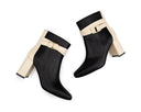 Amanda - Botines de Piel Negros con Marfil, vista 7