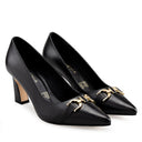 Ámbar zapatillas de piel negras - vista 7