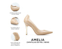 Amelia - Zapatillas de Piel Beige, infografía