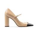 Ana - Zapatillas de Piel Beige con Negro, vista 1