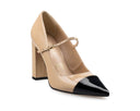 Ana - Zapatillas de Piel Beige con Negro, vista 2
