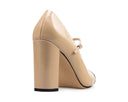 Ana - Zapatillas de Piel Beige con Negro, vista 4